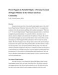 Power Puppets in Portable Pulpits: A Personal Account of Puppet Ministry in the African American Community